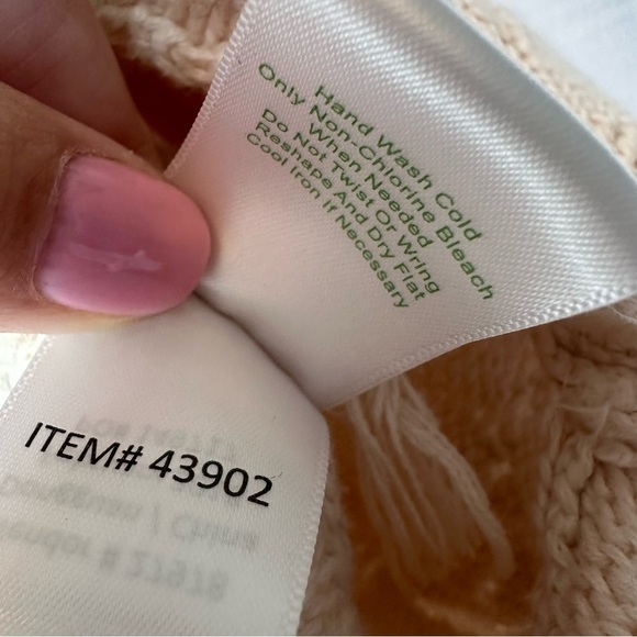 Garnet Hill Kids Poncho Cream Crochet Large Organic Cotton Boho Fringe Western - Picture 7 of 10